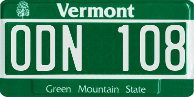 VT license plate ODN108