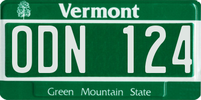 VT license plate ODN124