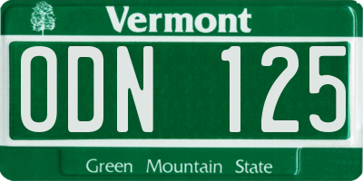 VT license plate ODN125