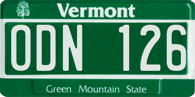 VT license plate ODN126