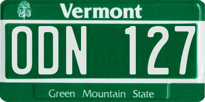 VT license plate ODN127
