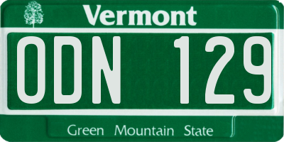 VT license plate ODN129