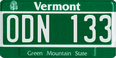 VT license plate ODN133