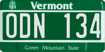 VT license plate ODN134