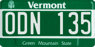 VT license plate ODN135