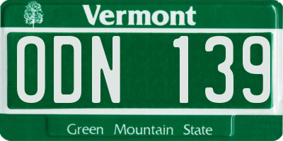 VT license plate ODN139