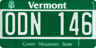 VT license plate ODN146