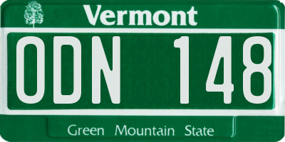 VT license plate ODN148