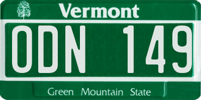 VT license plate ODN149