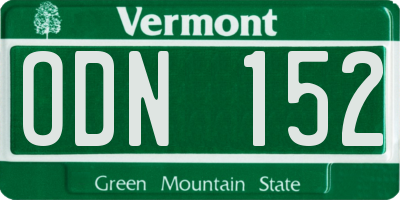 VT license plate ODN152