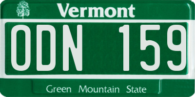 VT license plate ODN159
