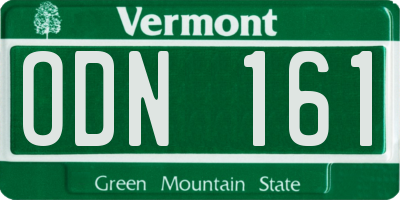 VT license plate ODN161