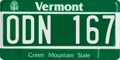 VT license plate ODN167