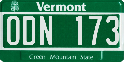 VT license plate ODN173
