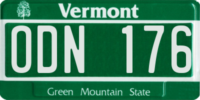 VT license plate ODN176