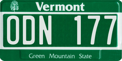 VT license plate ODN177