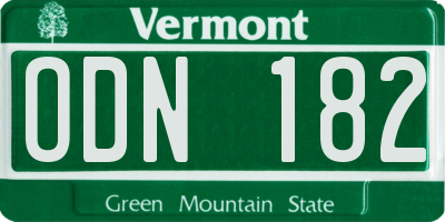 VT license plate ODN182