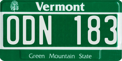 VT license plate ODN183