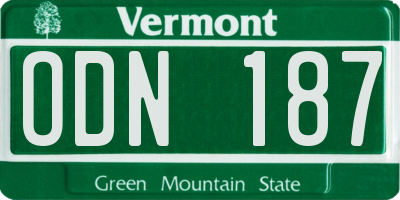 VT license plate ODN187