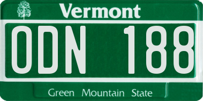 VT license plate ODN188