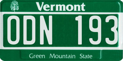 VT license plate ODN193