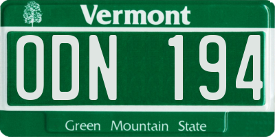 VT license plate ODN194