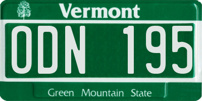 VT license plate ODN195