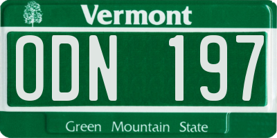 VT license plate ODN197