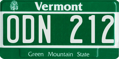 VT license plate ODN212