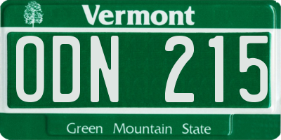 VT license plate ODN215