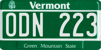 VT license plate ODN223
