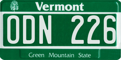 VT license plate ODN226