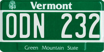 VT license plate ODN232