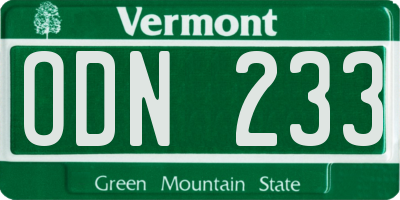 VT license plate ODN233