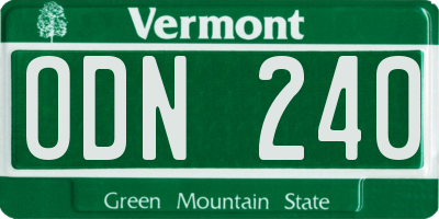 VT license plate ODN240