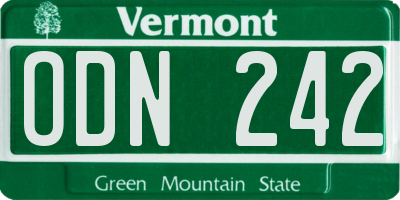 VT license plate ODN242