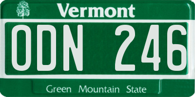 VT license plate ODN246