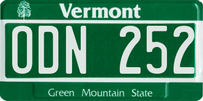 VT license plate ODN252