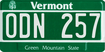 VT license plate ODN257