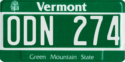 VT license plate ODN274