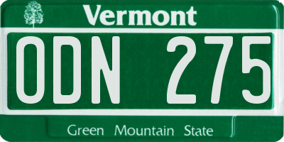 VT license plate ODN275