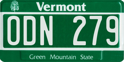 VT license plate ODN279