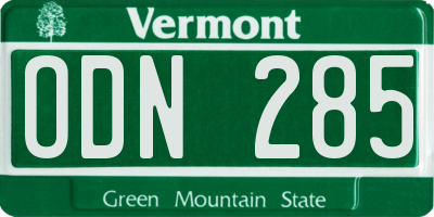 VT license plate ODN285