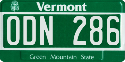 VT license plate ODN286