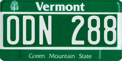 VT license plate ODN288