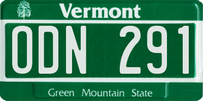 VT license plate ODN291