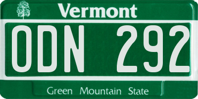 VT license plate ODN292