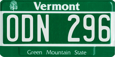 VT license plate ODN296