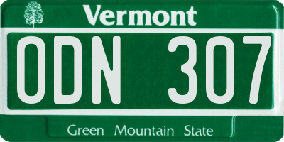 VT license plate ODN307