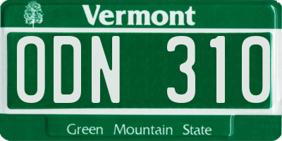 VT license plate ODN310